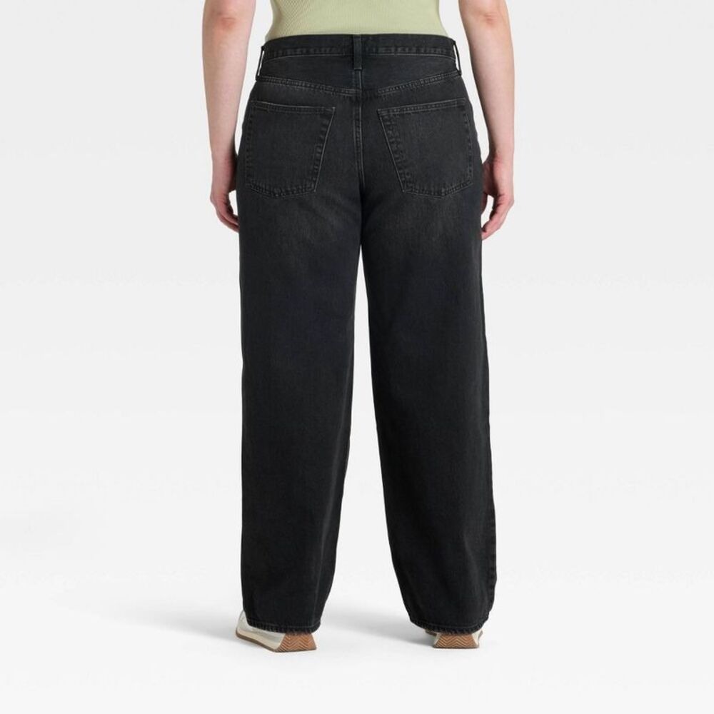 Women's Mid-Rise 90's Baggy Denim Jeans - Universal Thread Washed Black 10 - Picture 4 of 4